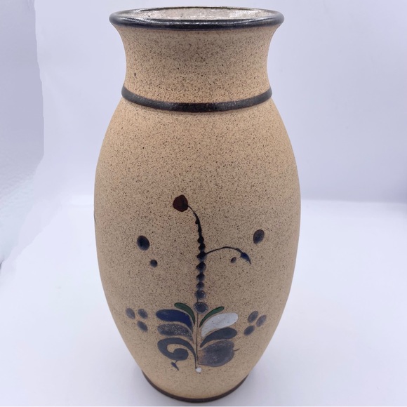 Mexican folk art tonala pottery vase, signed hand painted sandstone - Picture 8 of 13